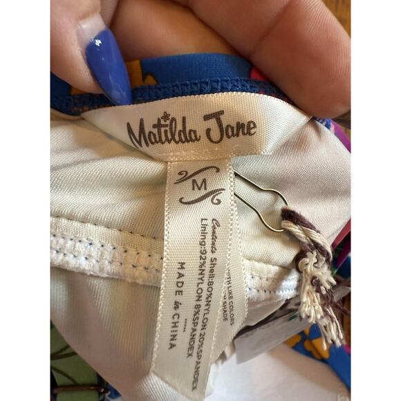 Matilda Jane Tankini Swim Top Womens Medium Blue Floral To The Beach 27633S - Picture 4 of 5